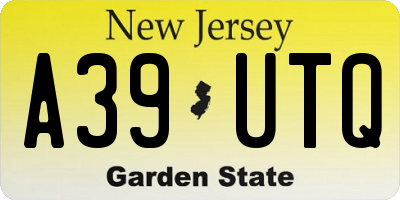NJ license plate A39UTQ