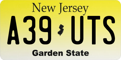NJ license plate A39UTS