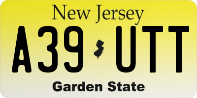 NJ license plate A39UTT