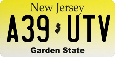 NJ license plate A39UTV