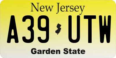 NJ license plate A39UTW