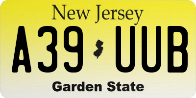 NJ license plate A39UUB