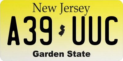 NJ license plate A39UUC