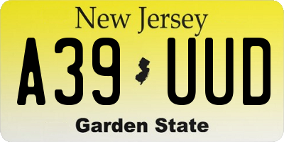 NJ license plate A39UUD