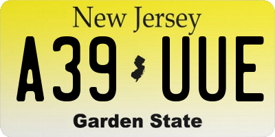NJ license plate A39UUE