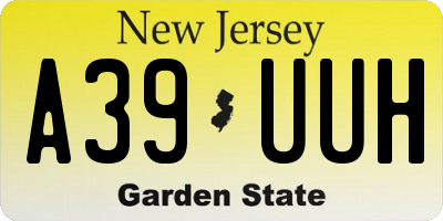 NJ license plate A39UUH