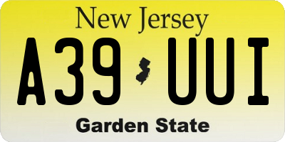 NJ license plate A39UUI