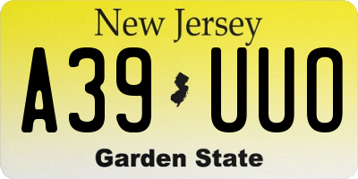 NJ license plate A39UUO
