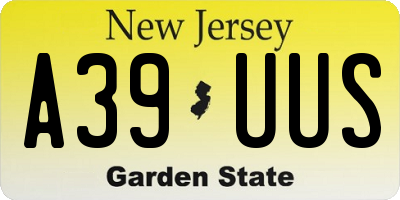 NJ license plate A39UUS