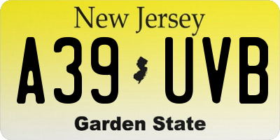 NJ license plate A39UVB