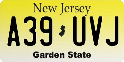 NJ license plate A39UVJ
