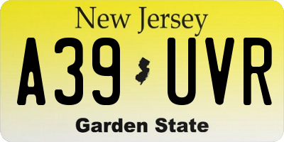 NJ license plate A39UVR