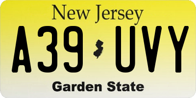 NJ license plate A39UVY