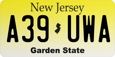 NJ license plate A39UWA