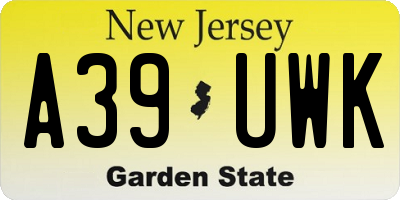 NJ license plate A39UWK