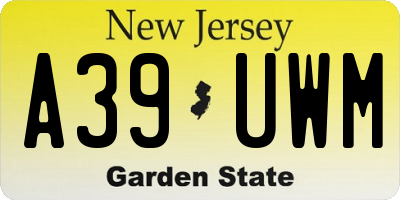 NJ license plate A39UWM