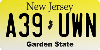 NJ license plate A39UWN