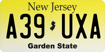 NJ license plate A39UXA