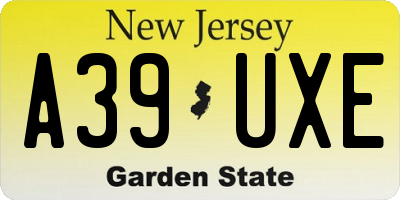 NJ license plate A39UXE