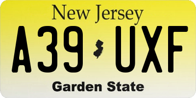 NJ license plate A39UXF