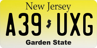 NJ license plate A39UXG