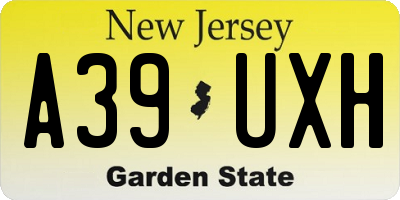 NJ license plate A39UXH