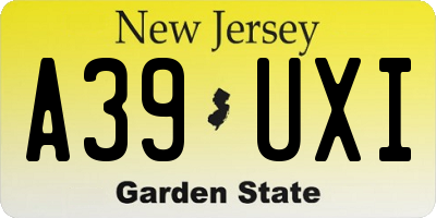 NJ license plate A39UXI