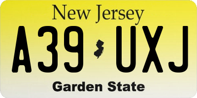 NJ license plate A39UXJ