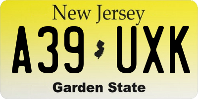 NJ license plate A39UXK