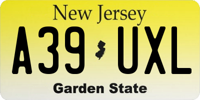 NJ license plate A39UXL