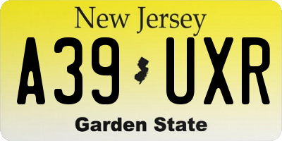 NJ license plate A39UXR