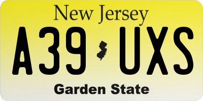 NJ license plate A39UXS