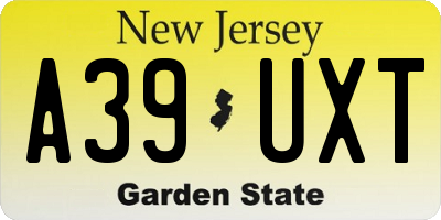 NJ license plate A39UXT