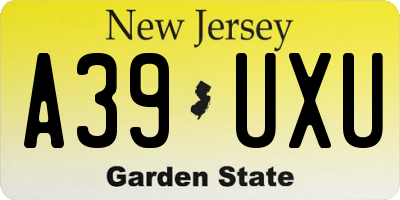 NJ license plate A39UXU