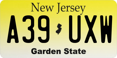 NJ license plate A39UXW