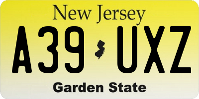 NJ license plate A39UXZ