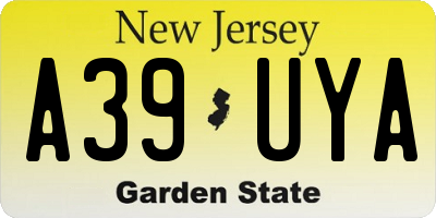NJ license plate A39UYA