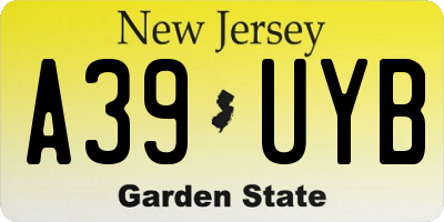 NJ license plate A39UYB