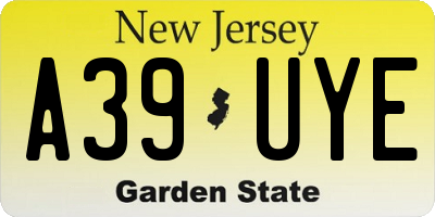 NJ license plate A39UYE