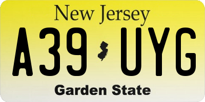 NJ license plate A39UYG