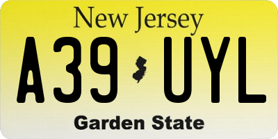 NJ license plate A39UYL