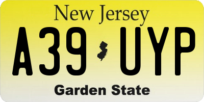 NJ license plate A39UYP