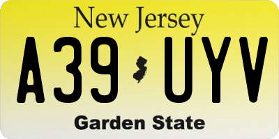 NJ license plate A39UYV