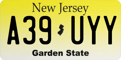 NJ license plate A39UYY