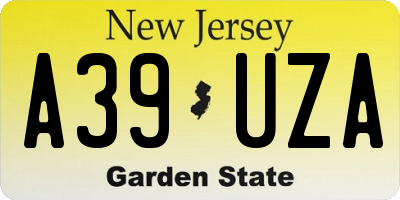 NJ license plate A39UZA