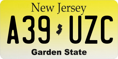 NJ license plate A39UZC