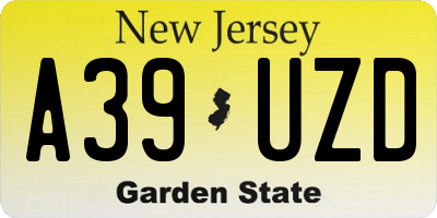 NJ license plate A39UZD