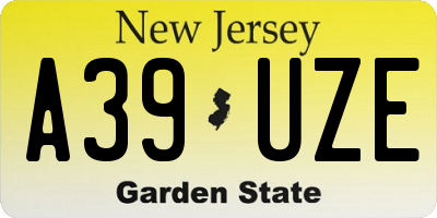 NJ license plate A39UZE