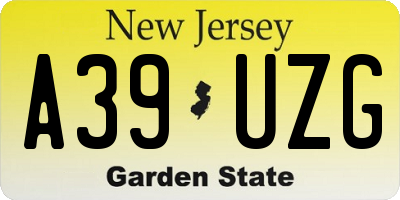 NJ license plate A39UZG
