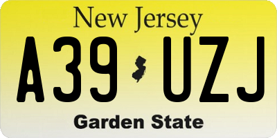 NJ license plate A39UZJ